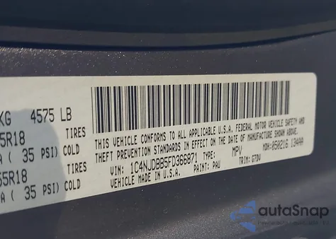 2015 Jeep Compass Altitude Edition z USA, uszkodzony, nr VIN 1C4NJDBB5FD366871